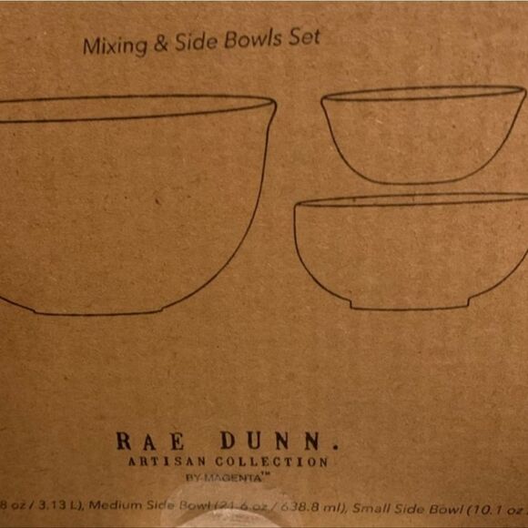 Rae Dunn New in Box Pizza 3 pc Mixing Bowl Set - Picture 4 of 5